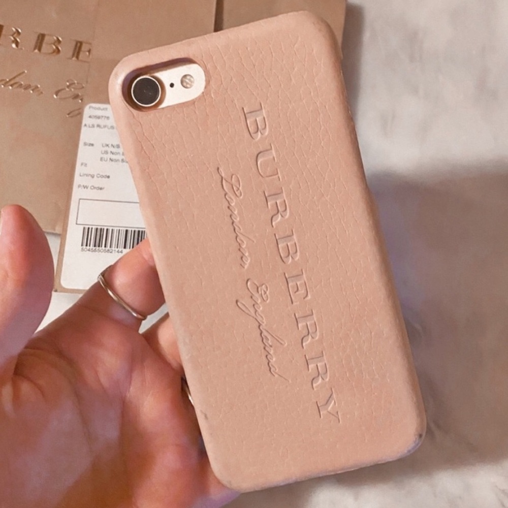 Auth Burberry Nude Rose Leather Fitted IPhone Case